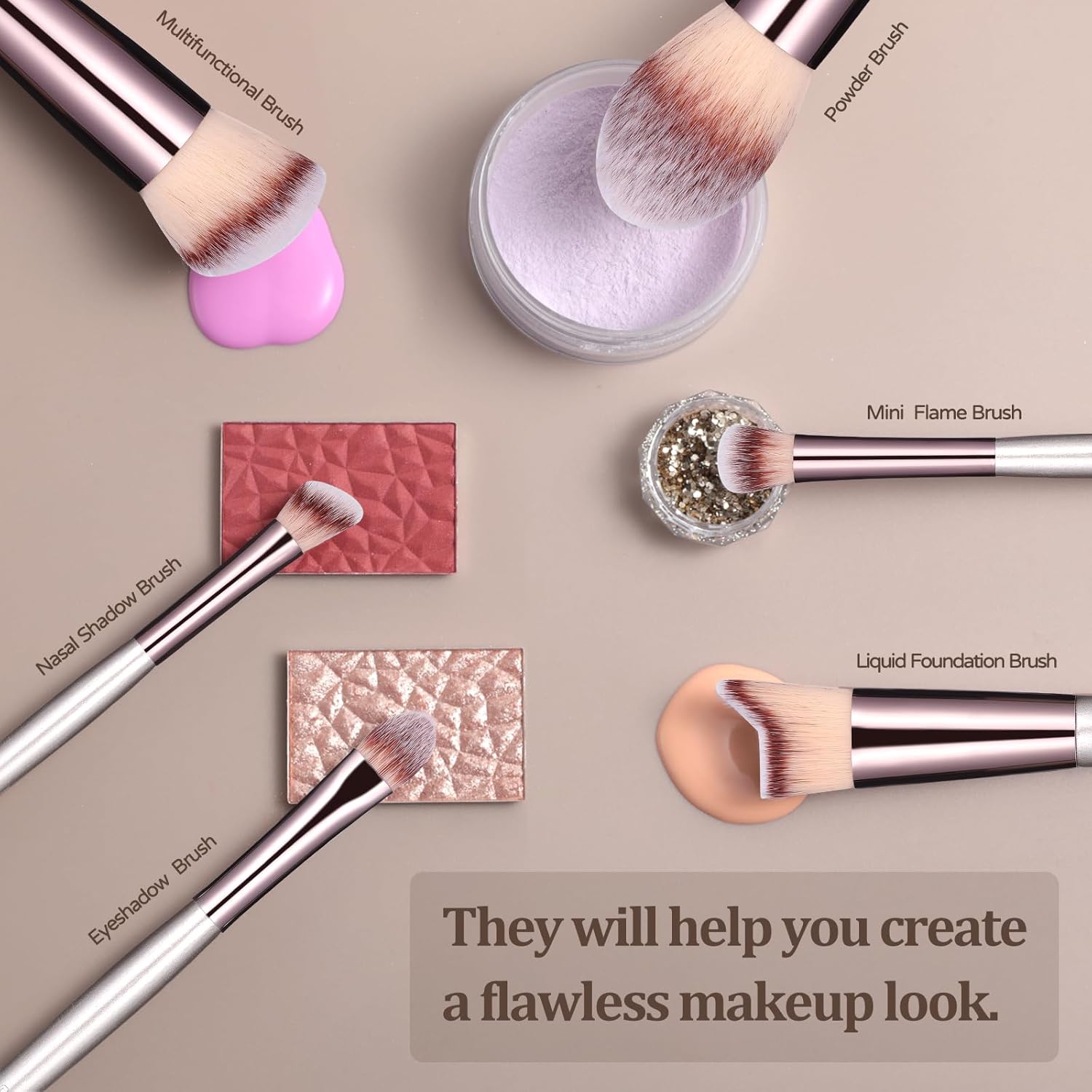 BS-MALL Makeup Brush Set 18 Pcs Premium Synthetic Foundation Powder Concealers Eye shadows Blush Makeup Brushes with black case - Image 4