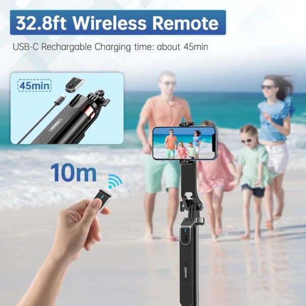 Ulanzi MA09 Selfie Stick Tripod, 71/'' Extendable Phone Tripod with Romote, Portable Cellphone Stand Tripod Quadrapod & iPhone Tripod, 3-in-1 Upgraded Travel Tripod for iPhone/Samsung/Camera/GoPro - Image 5