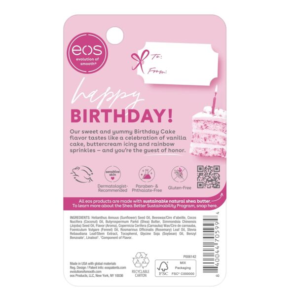eos Natural Shea Lip Balm- Birthday Cake, All-Day Moisture Lip Care Products, 0.14 oz - Image 7