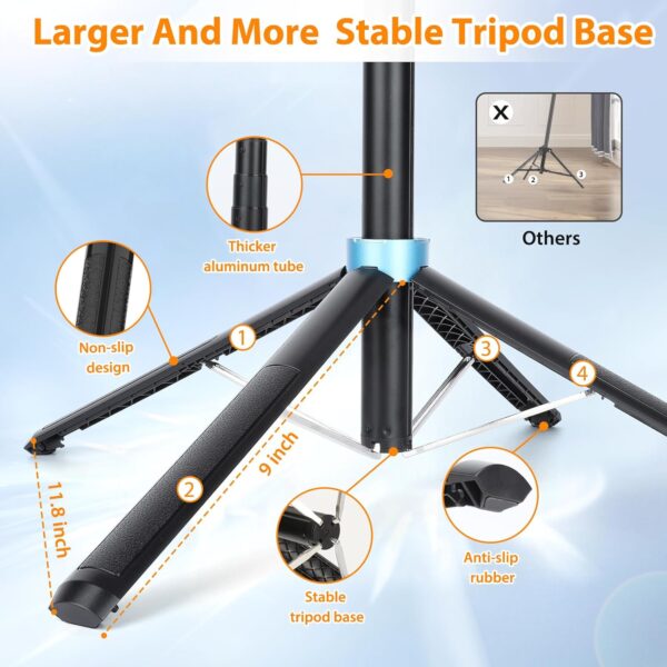 Eocean 71" Tall Selfie Stick Tripod Quadripod with Remote & with 360° Ballhead, Aluminum Alloy Extendable Cell Phone Tripod Stand, Travel Tripod Phone Holder Compatible with iPhone/Android/GoPro - Image 2