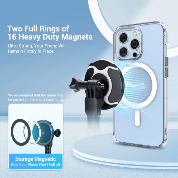 Magnetic Selfie Stick Tripod with Remote, Magnetic Stand for iPhone 16 15 14 13 12 Pro Max Mini, Phone Tripod for Magsafe & Android & Compact Camera & GoPro - Image 2