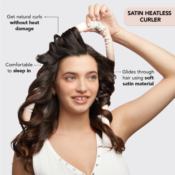 Kitsch Satin Heatless Hair Curler Set - Heatless Curls Overnight, Hair Rollers for Soft Curls & Frizz-Free Styling, No Heat Curlers To Sleep in, Curling Rod Headband with 2 Scrunchies - Sunset Tie Dye - Image 3