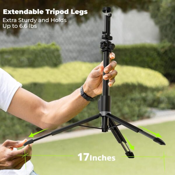 Vlogging Tripod for Phone and Camera, 60" Tripod Stand for iPhone and Android with 3 Cold Shoes for Light and Microphone (Both are not Included), Selfie Stick with Remote for Video Recording - Image 4