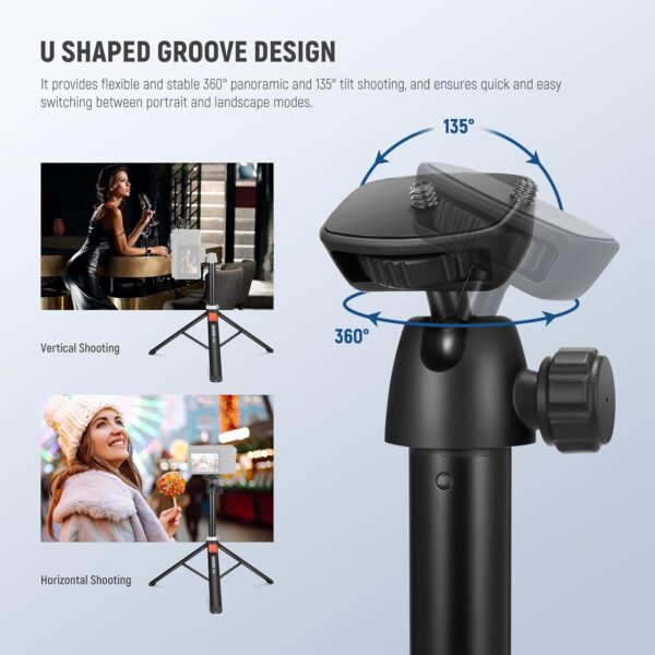 NEEWER Phone Tripod for Cell Phone & Camera with Remote, 62.9" All Metal Selfie Stick Travel Vlog Tripod Stand for iPhone with Phone Holder, Portable Camera Tripod for Canon Sony DLSR GoPro, TS05 - Image 3