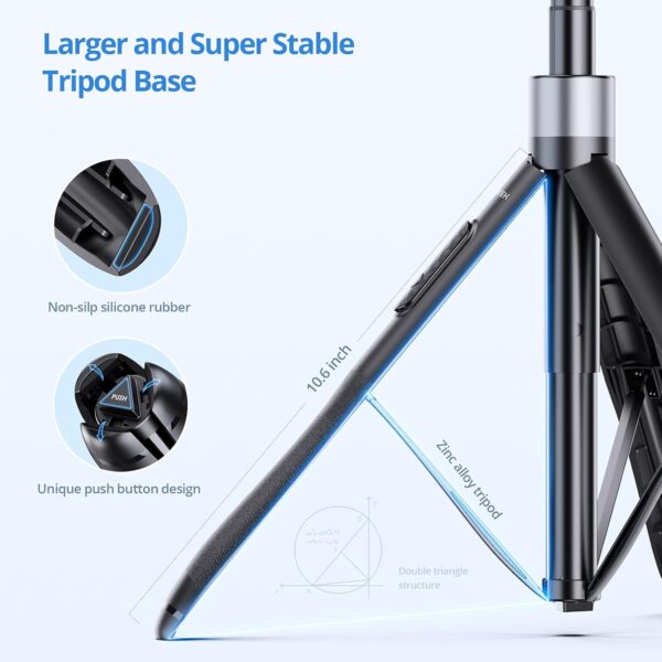 ATUMTEK 60" Selfie Stick Tripod, All in One Extendable Phone Tripod Stand with Bluetooth Remote 360° Rotation for iPhone and Android Phone Selfies, Video Recording, Vlogging, Live Streaming, Black - Image 5
