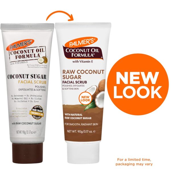 Palmer's Coconut Oil Formula Coconut Sugar Facial Scrub Exfoliator, Face Scrub to Gently Exfoliate Away Dirt and Dead Skin Cells with Chamomile to Soften & Calm, 3.17 Ounces (Pack of 1) - Image 2