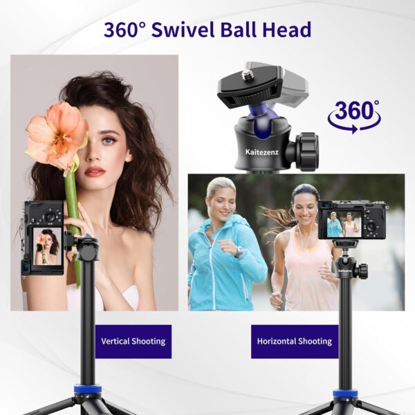 Selfie Stick Tripod for Gopro Camera, 62" Extendable Tripod Stand with 360° Ball Head 1/4" Screw, Portable Lightweight Camera Tripod for GoPro Max Hero 11 10 9 8 7 6 5 DJI OSMO Action Camera - Image 8