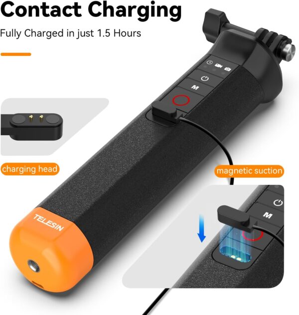 TELESIN°Floating Selfie Stick Hand Grip Waterproof Handle with Bluetooth Remote for GoPro Hero 13 12 11 10 9 8 Handle Mount Accessories for Action Camera - Image 4