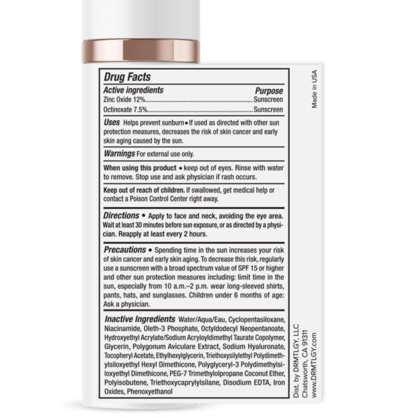 DRMTLGY Anti-Aging Tinted Moisturizer SPF 46 – Sheer Face Sunscreen & Lightweight Makeup with Broad Spectrum UV Protection – Hydrating Skin Care & Face Moisturizer – FSA HSA Eligible (1.7 oz) - Image 9