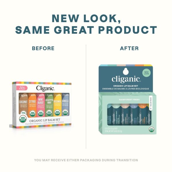 Cliganic USDA Organic Lip Balm Set - 6 Flavors - 100% Natural Moisturizer for Cracked & Dry Lips (Packaging May Vary) - Image 2