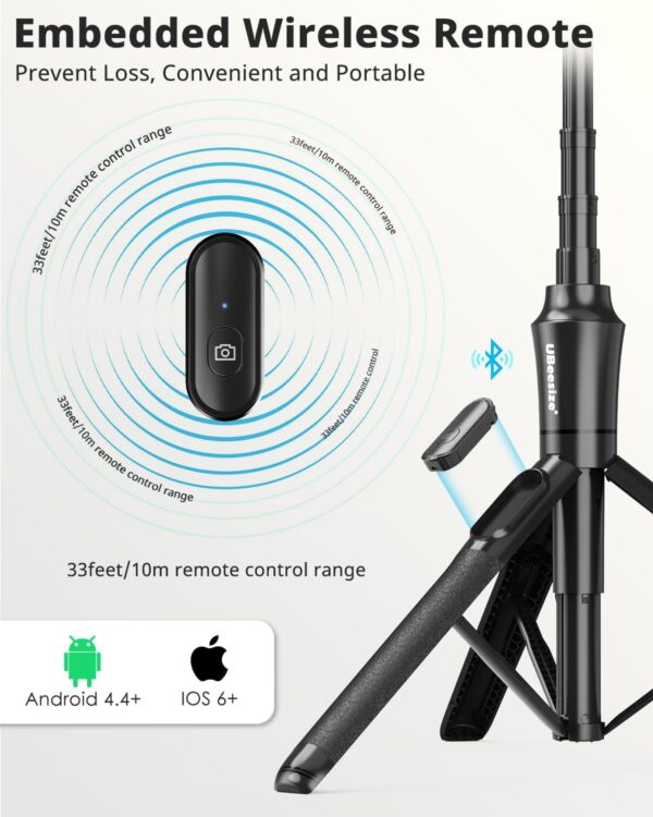 UBeesize 72'' Magnetic Tripod for iPhone with Remote, Extendable Cell Phone Tripod Stand, Compatible with MagSafe, Selfie Stick Tripod for iPhone 15 14 13 12 11 Series and Android Phones - Image 3
