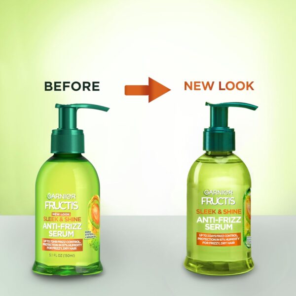 Garnier Fructis Sleek & Shine Anti-Frizz Serum for Frizzy, Dry Hair, Argan Oil, 5.1 Fl Oz, 1 Count (Packaging May Vary) - Image 5