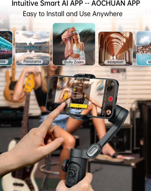 Phone Gimbal Stabilizer 3-Axis Smartphone Foldable Handheld Gimbal for iPhone with Focus Wheel TikTok YouTube Vlog Stabilizer for iPhone16 15 14 13 12 Pro Max Android-AOCHUAN Smart XE XE - Image 5