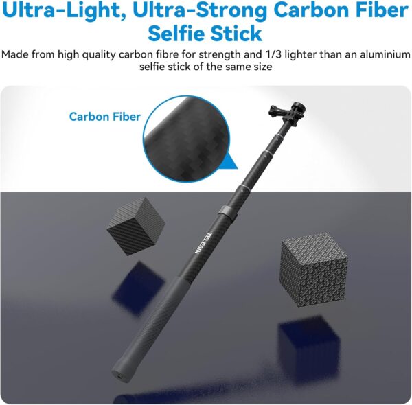 Selfie Stick Long Pole Invisible for GoPro (120cm/47.2in), Carbon Fiber Waterproof Extension Monopod for Go Pro Max Hero 13 12 11 10 9 8 7 DJI Action 5 Pro Pocket 3 Insta 360 X3 GO3 Ace Pro 2 AKASO - Image 4