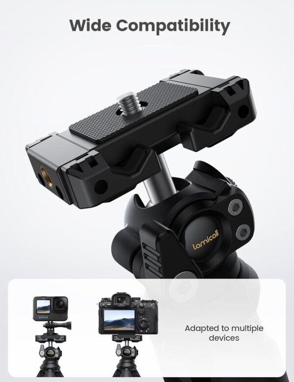 Lamicall Tripod for iPhone - 3 in 1 Flexible Phone Tripod with Wireless Remote - iPhone Tripod Stand for Video Recording Vlogging Selfie Compatible with iPhone Samsung Go Pro, Digital Camera - Image 2