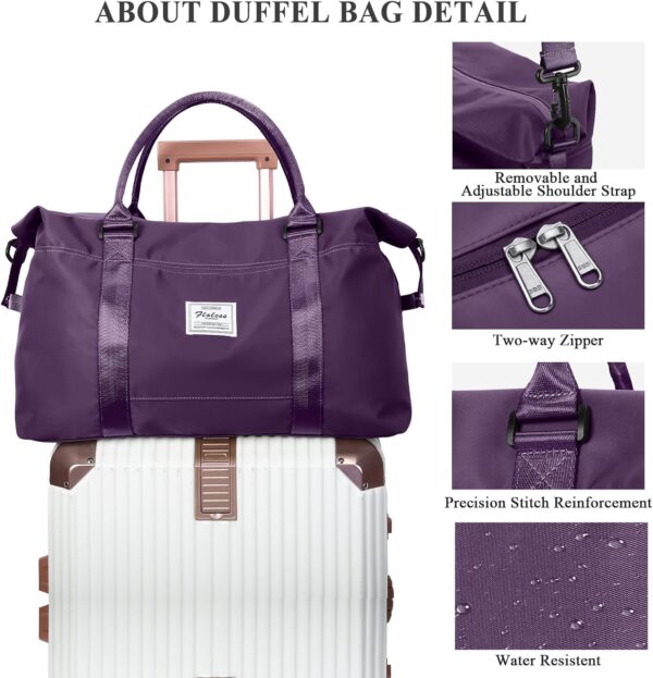 Gym Bag for Women, Travel Duffel Bag,Weekender Overnight Bag with Wet Pocket&Trolley Sleeve,Carry On Personal Item Bag - Image 6