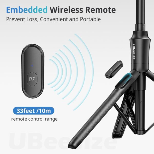 UBeesize 62'' Magnetic Selfie Stick Phone Tripod with Wireless Remote, Extendable Cell Phone Tripod Stand, Compatible with MagSafe, Cellphone Tripod for iPhone 15 14 13 12 Series and Android Phones - Image 5