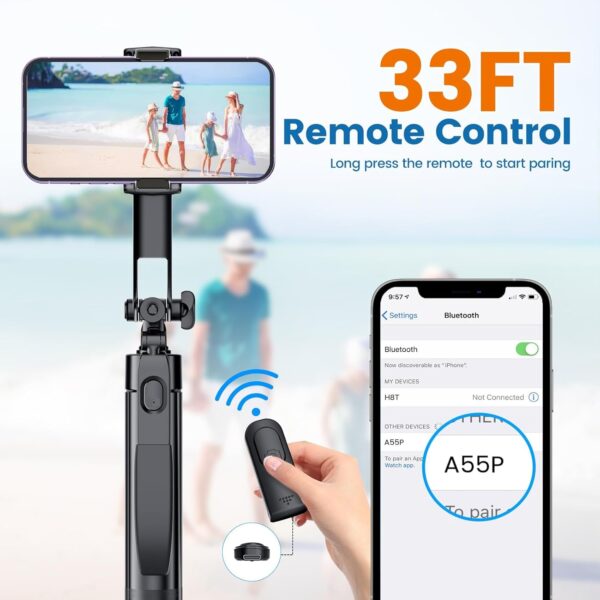 Marchpower 67'' Tripod for Cell Phone, Selfie Stick for iPhone Android with Remote and Light, Panoramic Photography Portable Travel Tripod for Video Recording/Live Streaming/Photography/Vlog - Image 5
