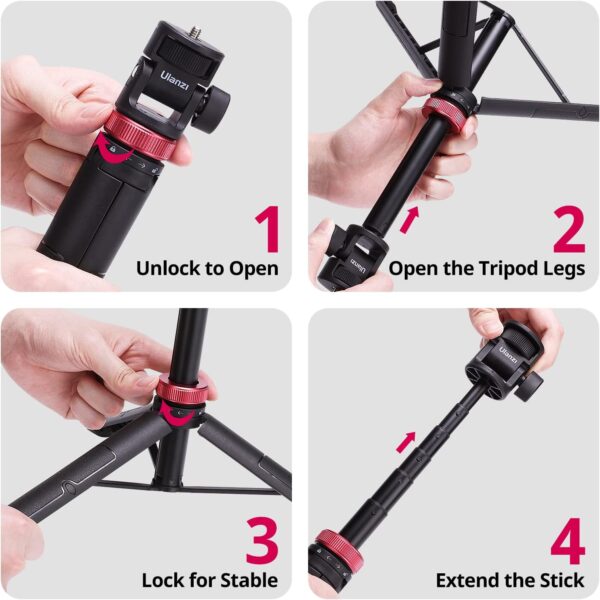 59in Selfie Tripod for Camera - ULANZI MT-71 Invisible Long Extendable Selfie Vlog Handle Portable Lightweight Tripod Stand 7 Sections for Action Cameras - Image 5