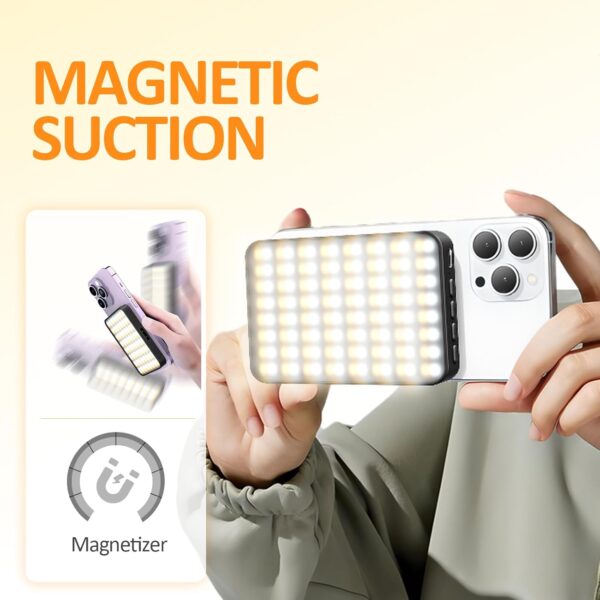 XINBAOHONG Selfie Light, Rechargeable Magnetic Clip Light for Video Conference | 128 LED Portable Light with Universal Compatibility (Phone/Android/Camera/iPad/Laptop) | Makeup, TikTok, Vlog Lighting - Image 3