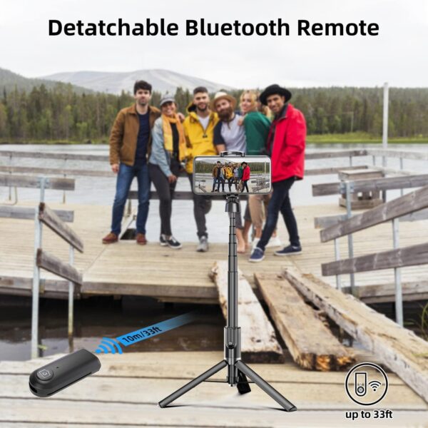 Selfie Stick Tripod for iPhone, Cell Phone Stand for Recording with Wireless Remote, Lightweight Tripod Stand for iPhone 13/12/12 Pro/12 Pro Max/11/11 Pro/X/XR/XS/8/7/6S,Android Samsung Smartphone - Image 5