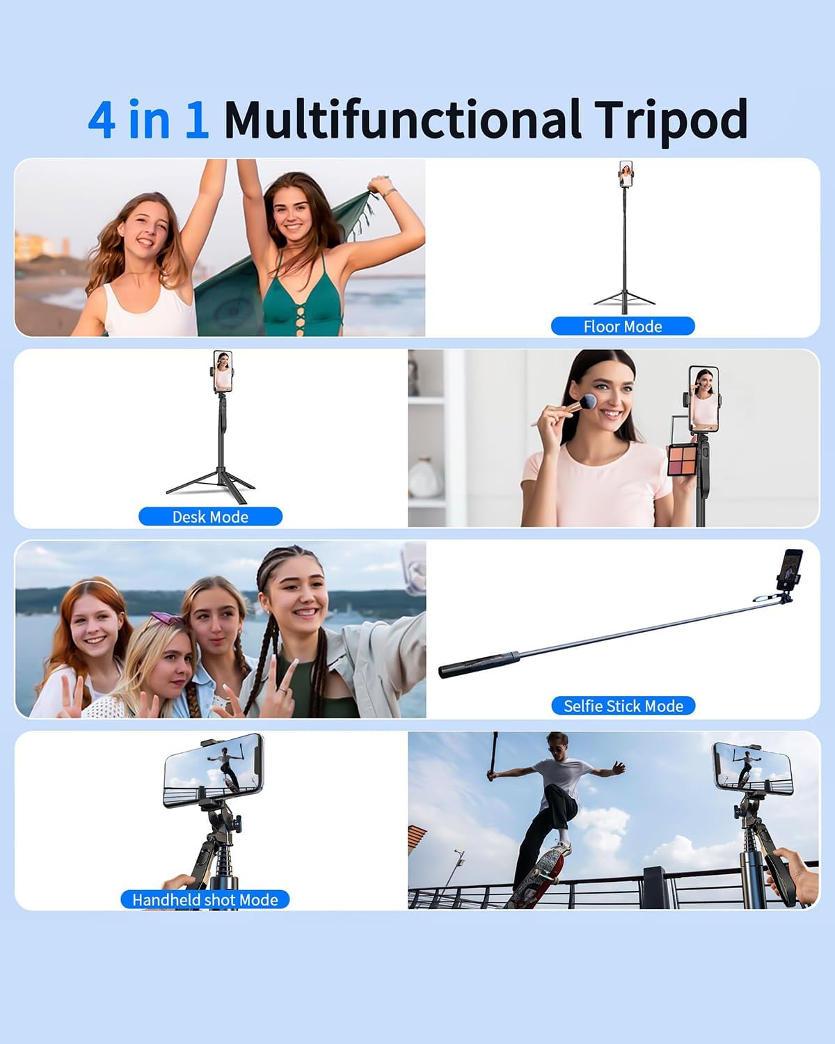 Auto Face Tracking Tripod 360° Rotation, 67" Tripod for iPhone Selfie Stick,Phone Tripod Stand Holder with Remote Gesture Control,No App, for Live Video Tiktok Live Vlog Streaming Video - Image 6