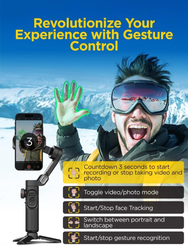 Gimbal Stabilizer for Smartphone, iPhone Gimbal w/Focus Wheel Face/Object Tracking for iPhone 16 15 Pro Max/Android Foldable 3-Axis Handheld Phone Stabilizer for Video Recording -Smart XE - Image 4