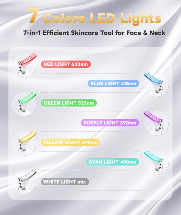 Light Based Multifunctional Facial Massager, 7 Color Portable Face Massager Tool for Skin Care, Glossy White - Image 2