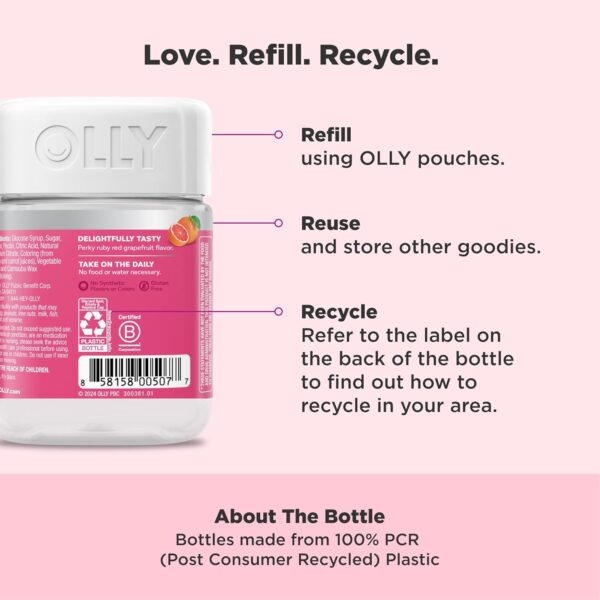 OLLY Undeniable Beauty Gummy, For Hair, Skin, Nails, Biotin, Vitamin C, Keratin, Chewable Supplement, Grapefruit, 30 Day Supply - 60 Count - Image 5
