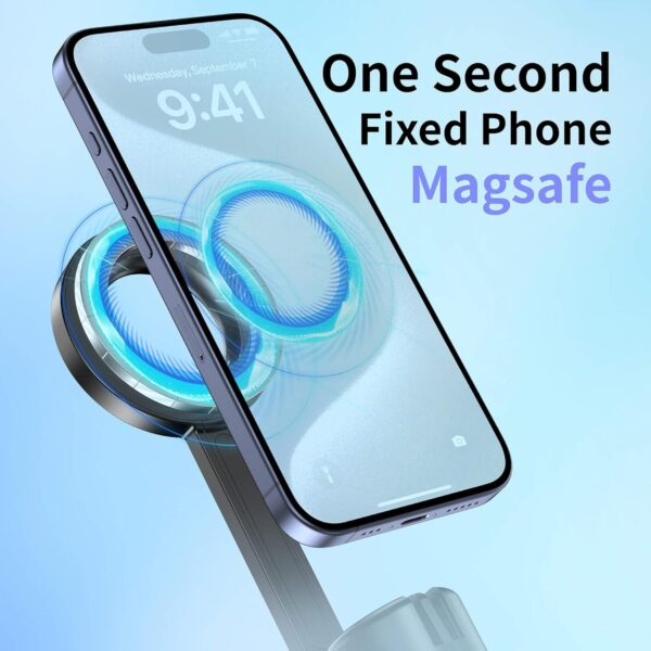 Vimitty for MagSafe Tripod for iPhone 64 Selfie Stick Tripod Phone with Metal Ring and Remote, Phone Tripod for Video Recording, Cell Phone Tripod Mount Stand for Cellphone - Image 2