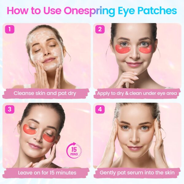 Under Eye Patches (24 Pairs) - Eye Gel Pads for Wrinkles, Puffy Eyes, Dark Circles, Eye Bags, Natural Collagen Eye Gels Pads, Under Eye Mask Patches for Refreshing, Revitalizing - Image 6