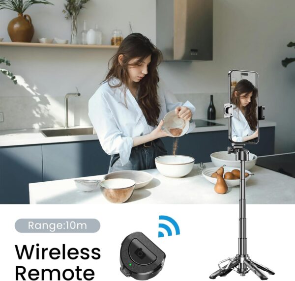 Mini Selfie Stick Tripod with Detachable Remote, 3 in 1 Portable Phone Handle Grip with 2 Cold Shoes, Short Phone Tripod for Vlog Livestreaming Photography(Black) - Image 6
