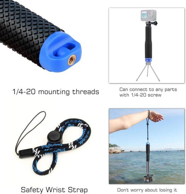 7''-23''Waterproof Pole Selfie Stick Pocket Size Underwater Handle Grip Monopod Aluminum for Gopro Hero Session Max Insta360 AKASO DJI OSMO Digital Cameras - Image 5