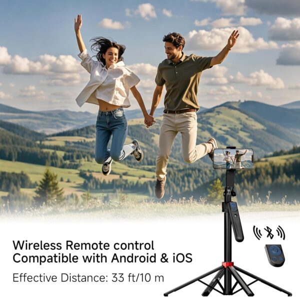 70" Auto Face Tracking Tripod for iPhone, 360 Rotation Travel Selfie Stick Mount with Remote, Gesture Control and Fill Light, Motion Sensor Phone Tripod for Tiktok YouTube Video Vlog Recording - Image 3