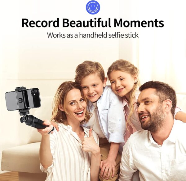 Aureday Phone Tripod, Flexible Tripod for iPhone and Android Cell Phone, Portable Small Tripod with Wireless Remote and Clip for Video Recording/Vlogging/Selfie Black - Image 6