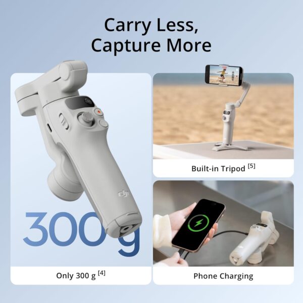 DJI Osmo Mobile 7 Gimbal Stabilizer for iPhone, Android, Built-in Tripod, Ultra-Light, Comfortable Grip, 3-Axis Phone Gimbal, ActiveTrack 7.0, ShotGuides, One-Tap Edit, 10hrs Use, Phone Charging - Image 6