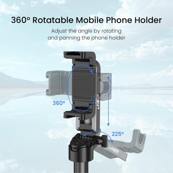 Mini Selfie Stick Tripod with Detachable Remote, 3 in 1 Portable Phone Handle Grip with 2 Cold Shoes, Short Phone Tripod for Vlog Livestreaming Photography(Black) - Image 3