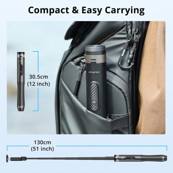 ATUMTEK 51" Selfie Stick Tripod, All in One Extendable Phone Tripod Stand with Bluetooth Remote 360° Rotation for iPhone and Android Phone Selfies, Video Recording, Vlogging, Live Streaming, Black - Image 3