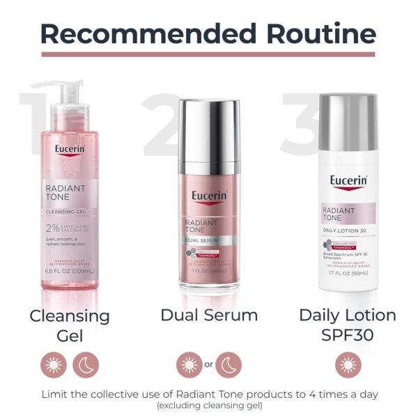 Eucerin Radiant Tone Dual Serum Dark Spot Corrector, Dark Spot Serum with Thiamidol and Hyaluronic Acid, Helps Visibly Reduce the Look of Persistent Dark Spots, 1 Fl Oz Bottle - Image 9