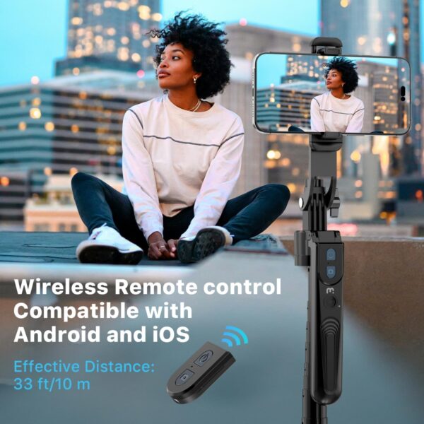 M MYBAT PRO 72" Auto Face Tracking Tripod,All in 1 Tall Travel Tripod Stand w 1/4" Screw,Phone Holder w Remote,Selfie Stick w Light for Photo Vlog, 360° Rotation Camera Tripod for iPhone Android - Image 3