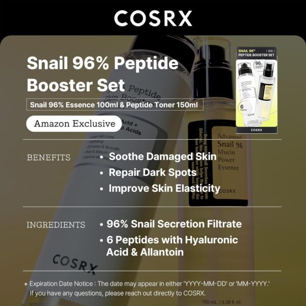 COSRX Snail Mucin 96% Peptide Booster Set - Amazon Exclusive - Korean Skin Care, Gift Sets, Skin Care Sets for Women, Advanced Snail Mucin Serum, Face Serum - Image 2