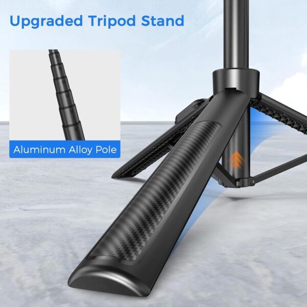 Selfie Stick Travel Tripod for Cell Phone with Remote Control and Phone Holder, Extendable Selfie Stick for iPhone, iPhone Tripod for Video Recording, 50 Inch, Black - Image 2
