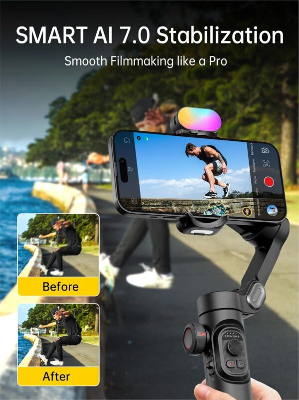 Phone Gimbal Stabilizer 3-Axis Smartphone Foldable Handheld Gimbal for iPhone with Focus Wheel TikTok YouTube Vlog Stabilizer for iPhone16 15 14 13 12 Pro Max Android-AOCHUAN Smart XE XE - Image 3