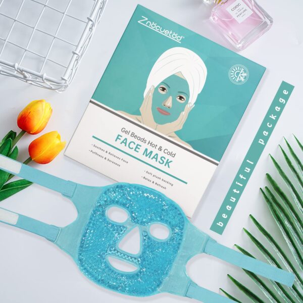 ZNÖCUETÖD Cold Face Eye Mask Ice Pack Reduce Face Puff, Dark Circles, Gel Beads Hot Heat Cold Compress Pack, Face SPA for Woman Sleeping, Pressure, Headaches, Skin Care, Post Laser Care[Blue] - Image 8