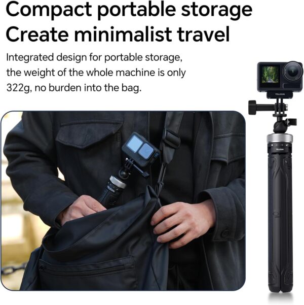 TELESIN 59in Long Selfie Stick Tripod for GoPro, 360 Ball Joint Extension Pole Monopod Handle Grip for Go Pro Max Hero 13 12 11 10 9 Insta360 X3 X4 Ace Pro DJI Action 5 Pro 3 4 Osmo Pocket 3 Accessory - Image 4