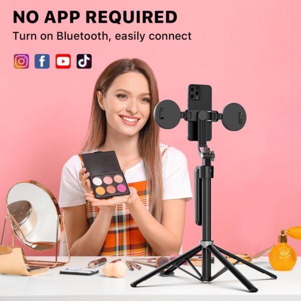 M MYBAT PRO 72" Auto Face Tracking Tripod,All in 1 Tall Travel Tripod Stand w 1/4" Screw,Phone Holder w Remote,Selfie Stick w Light for Photo Vlog, 360° Rotation Camera Tripod for iPhone Android - Image 6