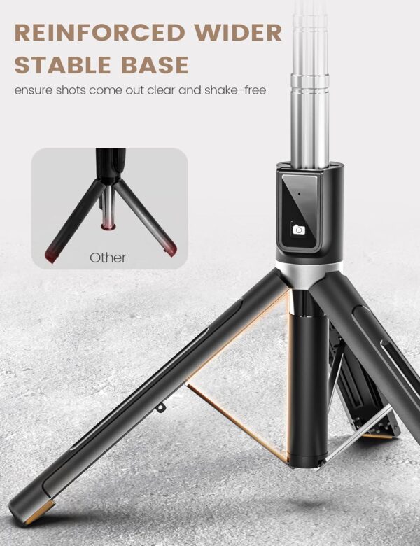 Selfie Stick Phone Tripod with Remote, Portable Extendable Selfie Stick for Cell Phone Wireless Tripod Stand for Cell Phone Compatible with iPhone 16 15 14 13 Pro Max Android Phone - Image 2