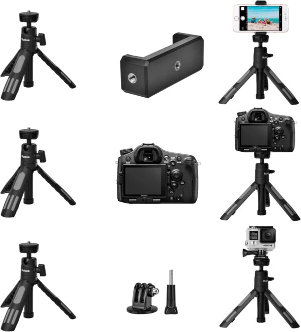 Phone Tripod Stand and Selfie Stick for iPhone, Webcam, Desktop, Sony, Go Pro, Travel 11.5inch Tripod Compatible DJI osmo Pocket 3, 2 - Image 2