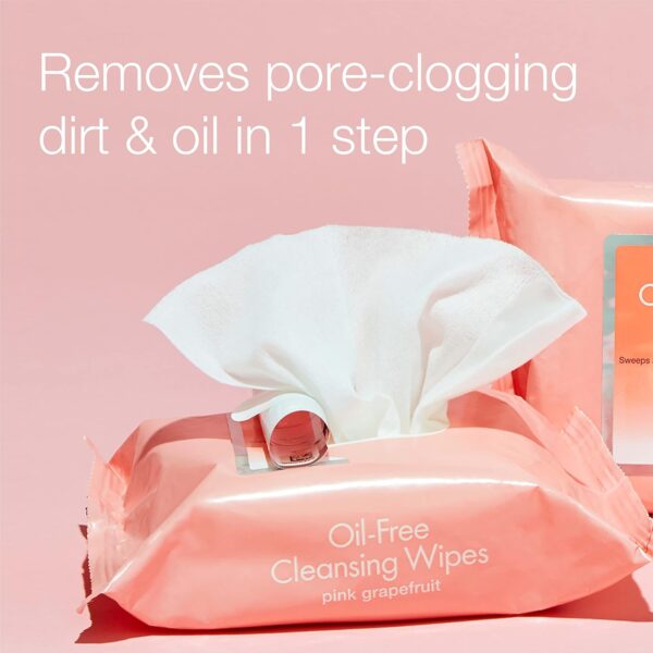 Neutrogena Makeup Remover Wipes, Facial Cleansing Wipes Suitable for Oily & Acne Prone Skin, Wipes Away Bacteria, Dirt & Oil, Scented Facial Wipes with Pink Grapefruit Extract, 50 Count - Image 4