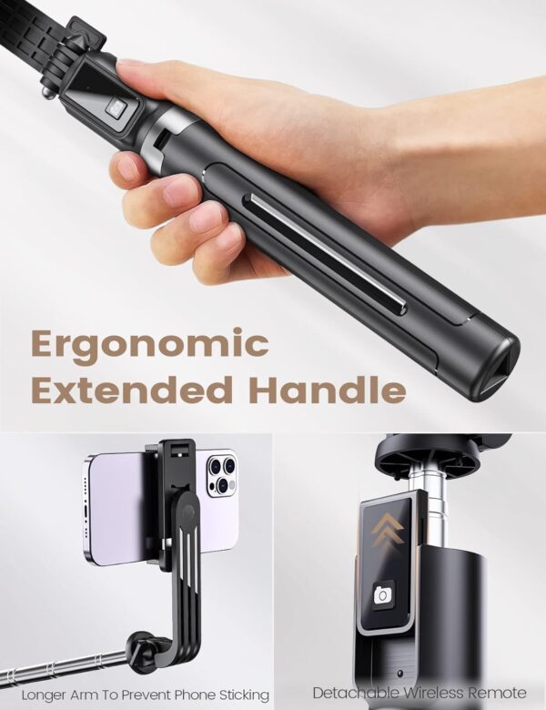 Selfie Stick Phone Tripod with Remote, Portable Extendable Selfie Stick for Cell Phone Wireless Tripod Stand for Cell Phone Compatible with iPhone 16 15 14 13 Pro Max Android Phone - Image 7